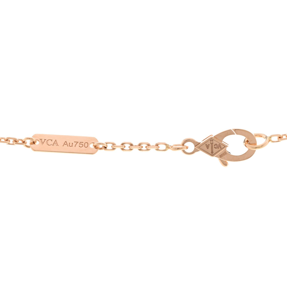 18K Rose Gold Diamond Pink Mother of Pearl Vintage Alhambra Pendant Necklace