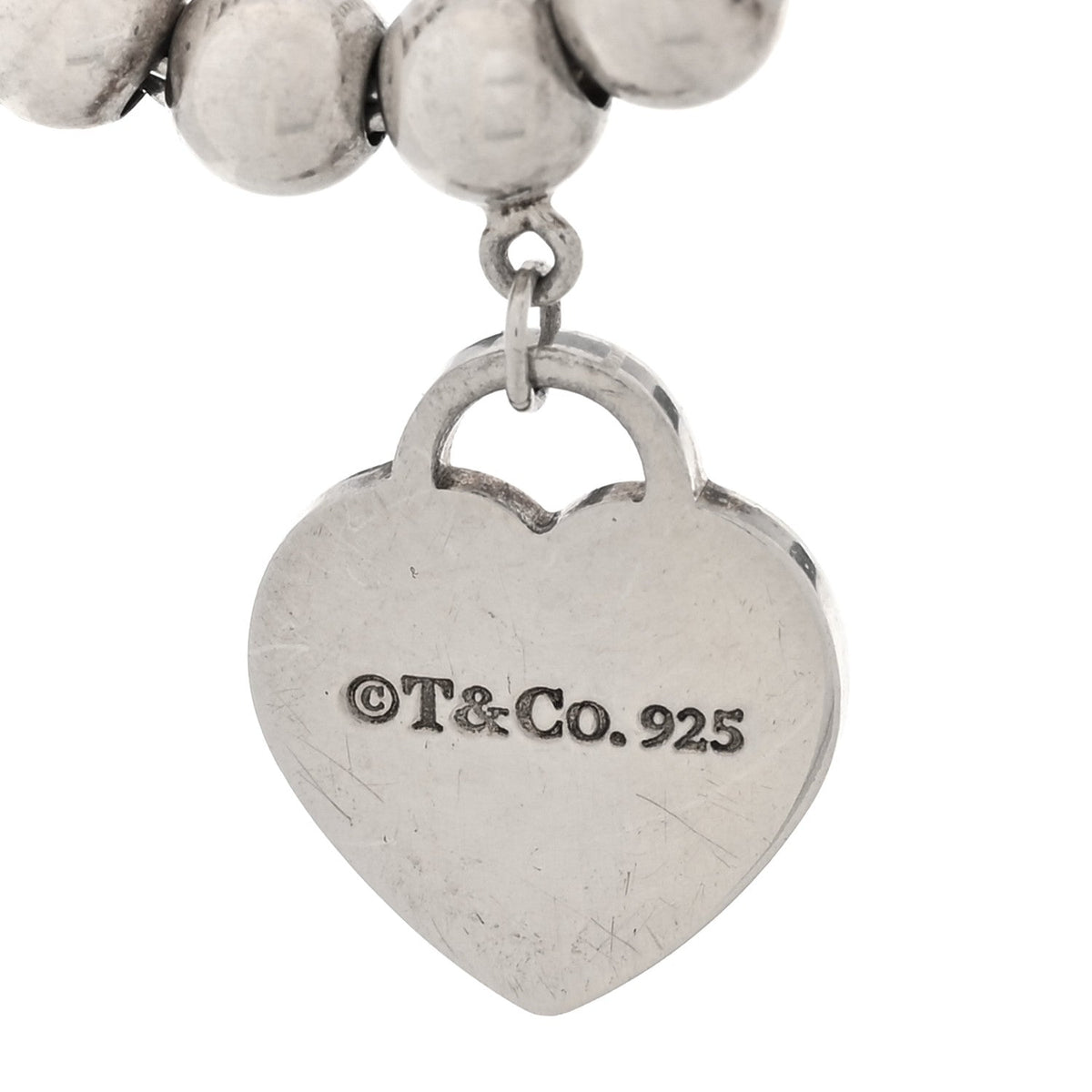 Sterling Silver 4mm Return to Tiffany Heart Tag Bead Bracelet Blue