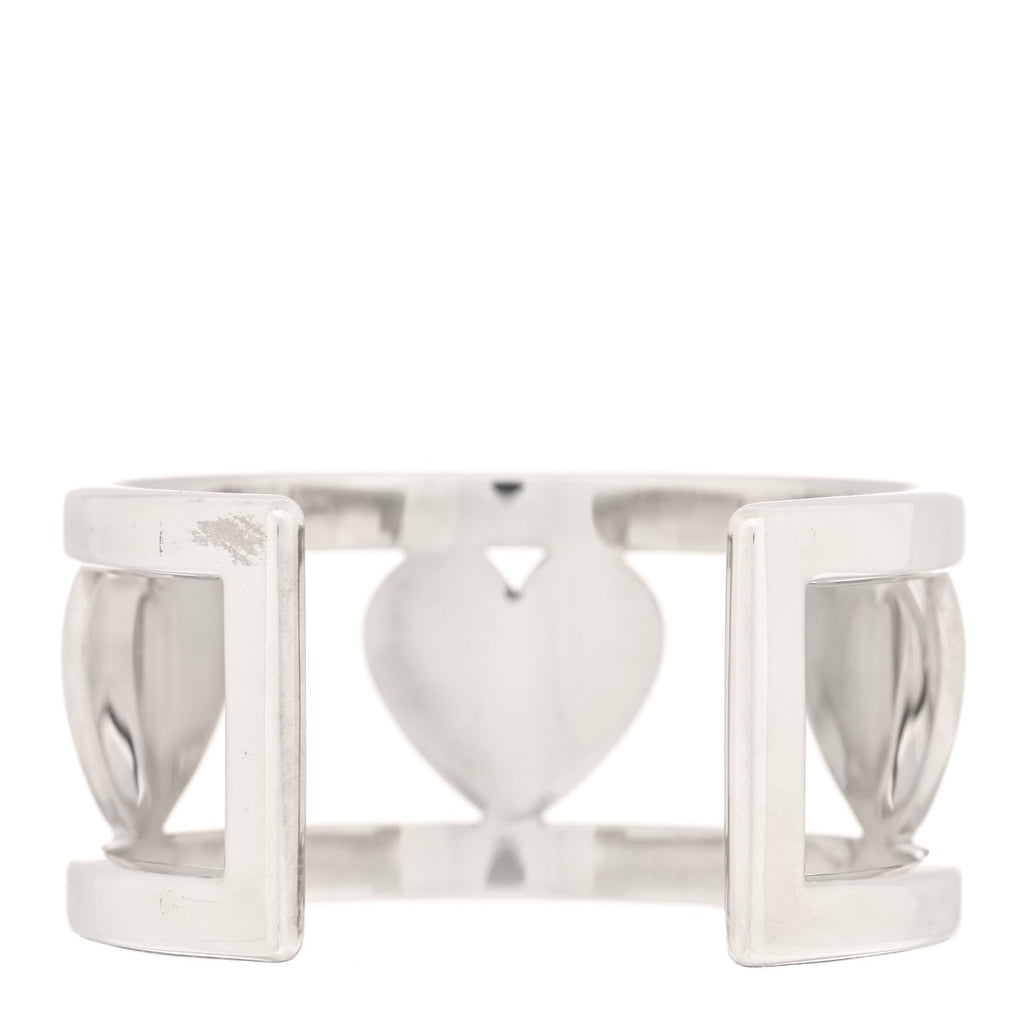Sterling Silver Stencil Heart Cuff Bracelet