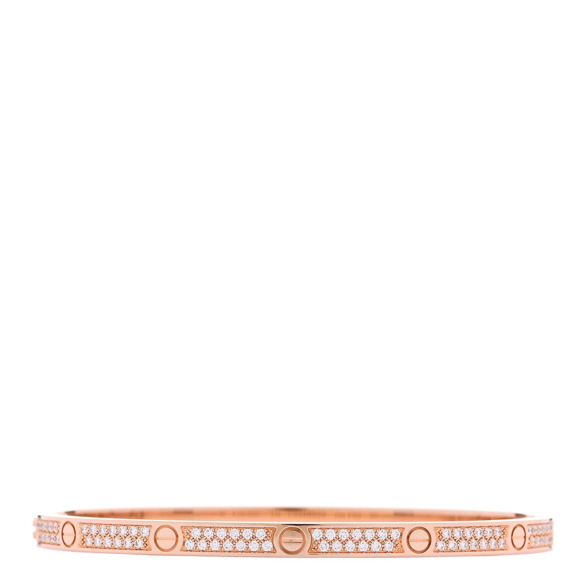 18K Pink Gold Diamond Small LOVE Paved Bracelet 16