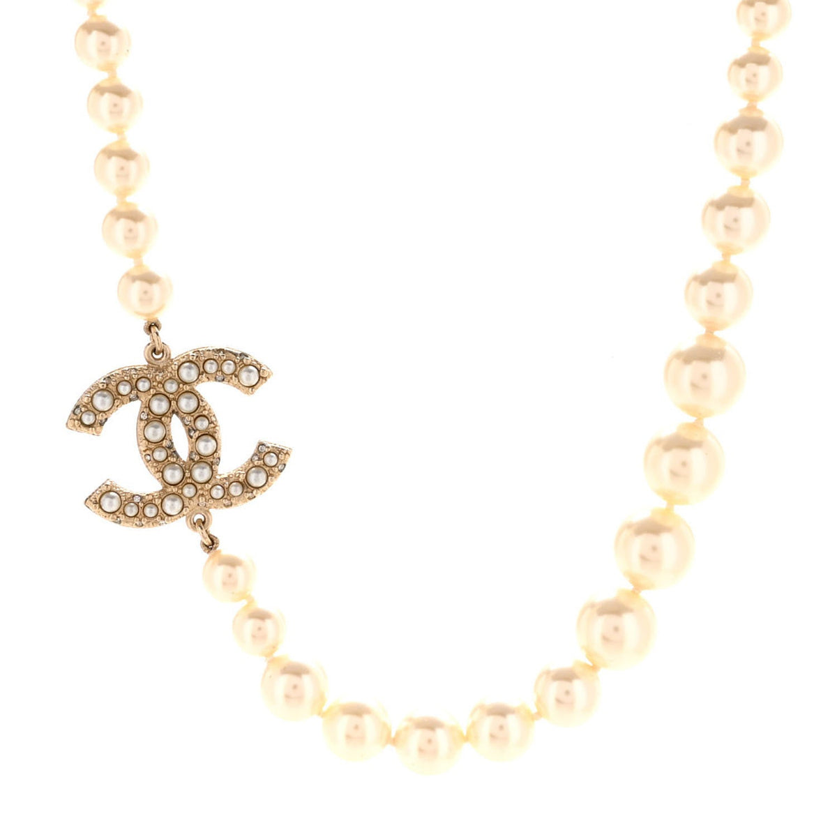 Pearl CC 100th Anniversary Necklace Light Gold