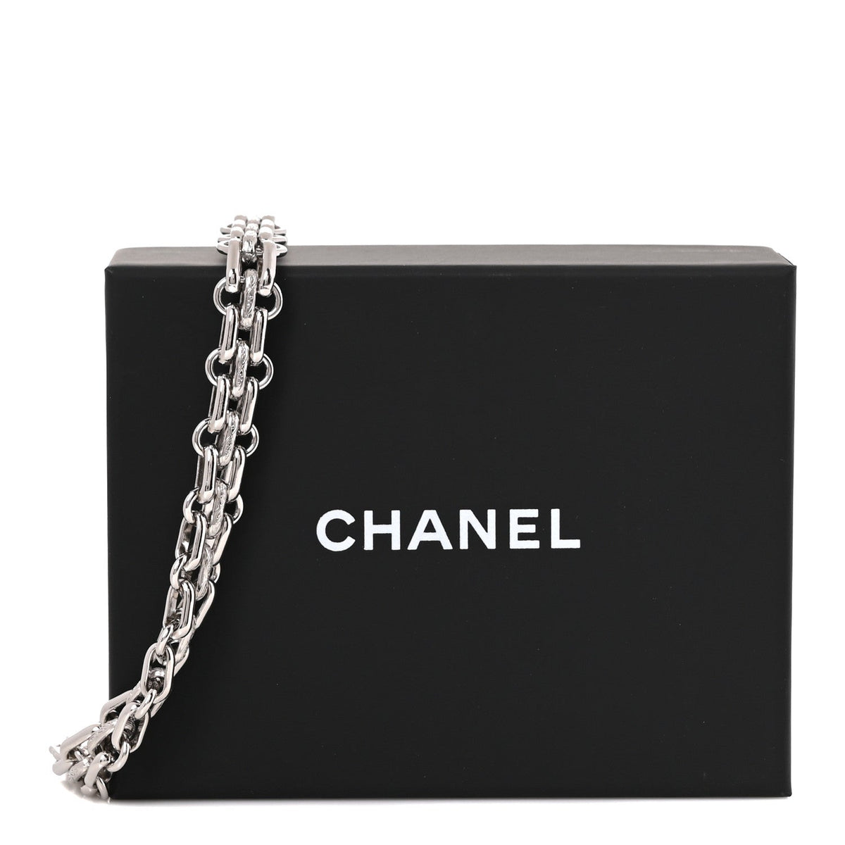 Metal Chain Link CC Choker Necklace Silver