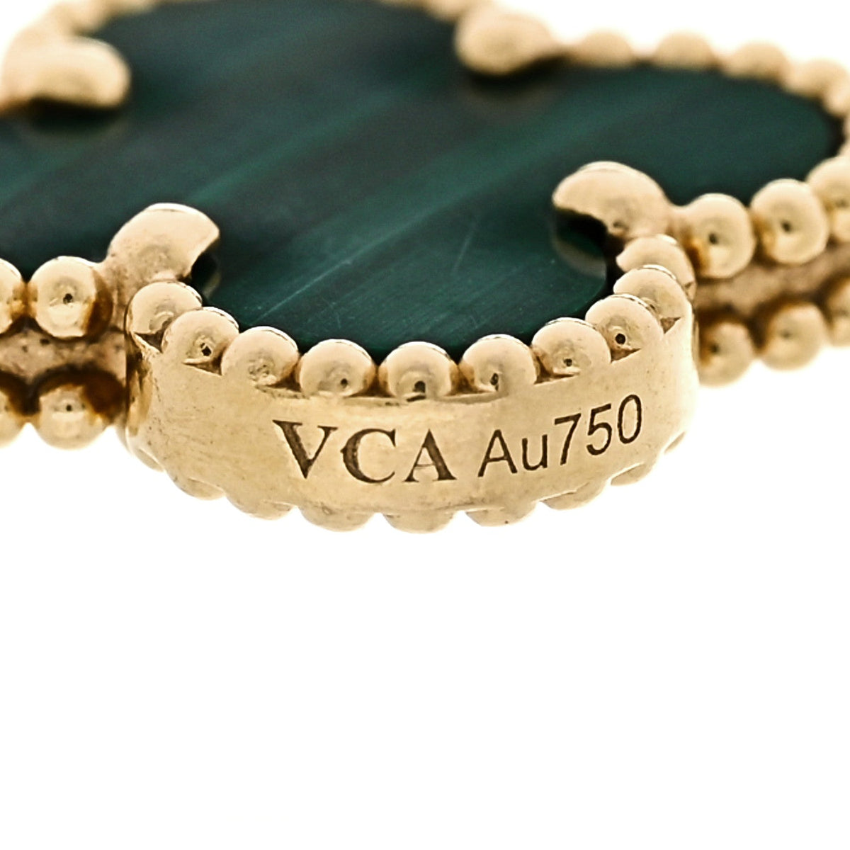 18K Yellow Gold Malachite 5 Motifs Vintage Alhambra Bracelet