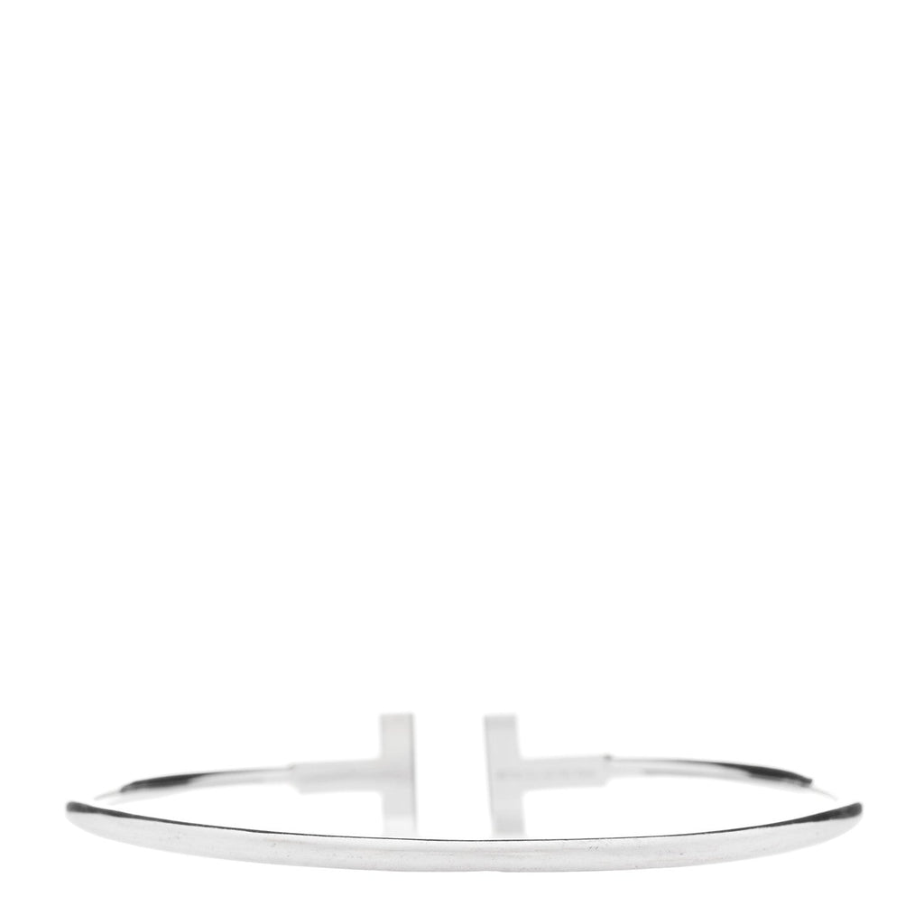 18K White Gold Diamond T Wire Bracelet