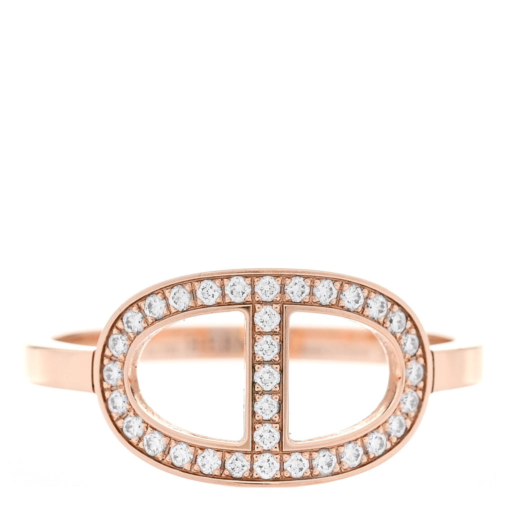 18K Rose Gold Diamond MM Chaine d'Ancre Contour Ring 59 8.75