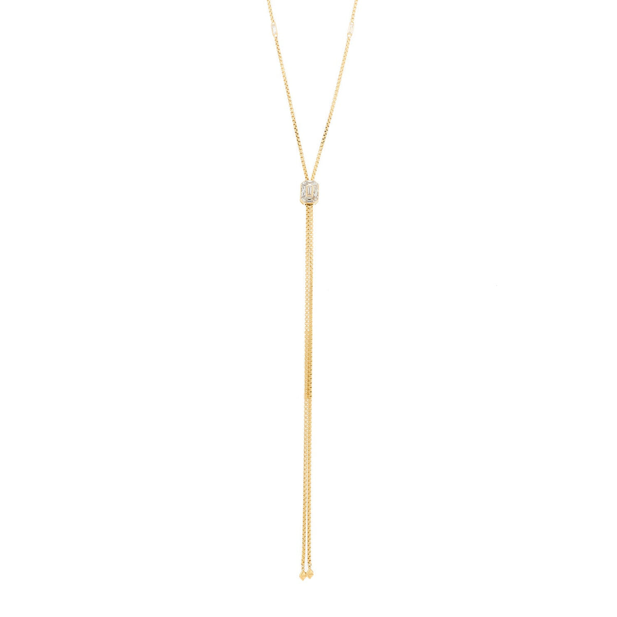 18K Yellow Gold Diamond Stax Lariat Necklace