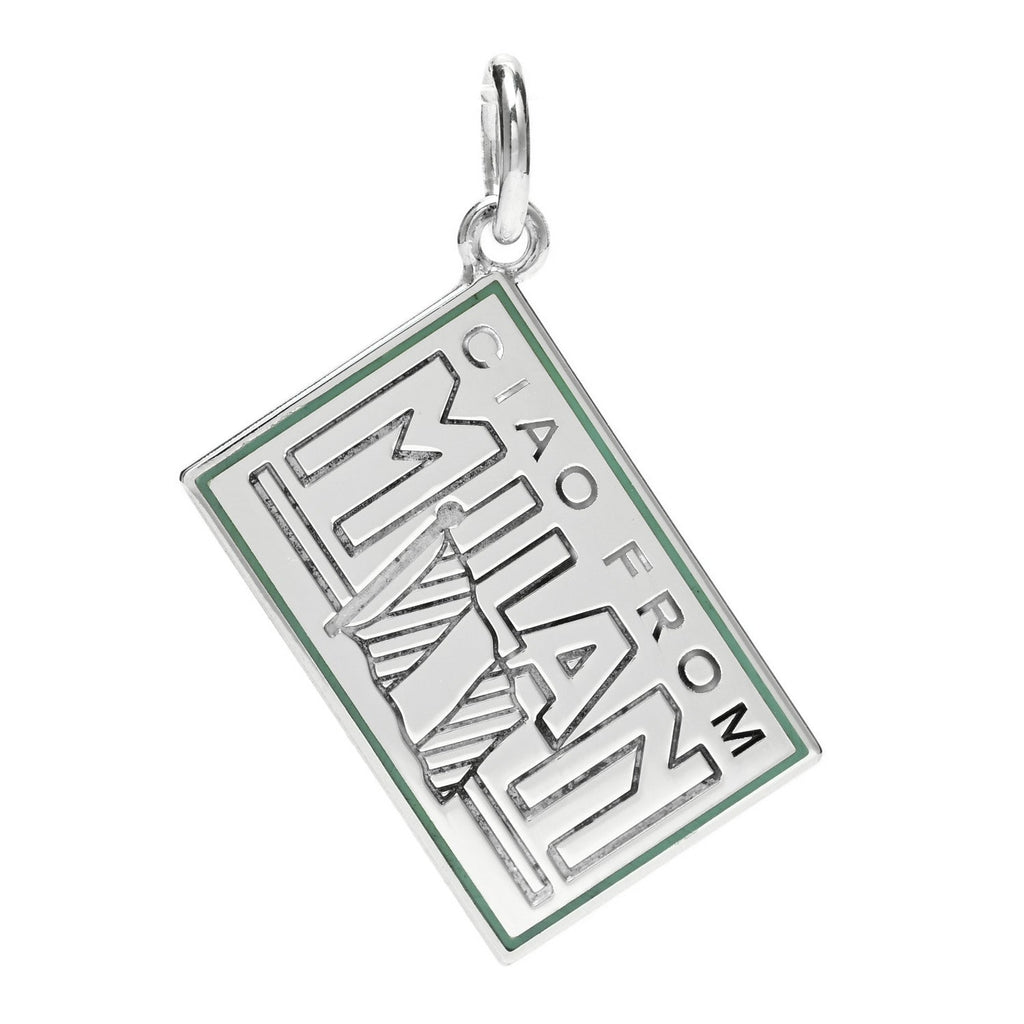 Sterling Silver Enamel Milan Postcard Charm Blue