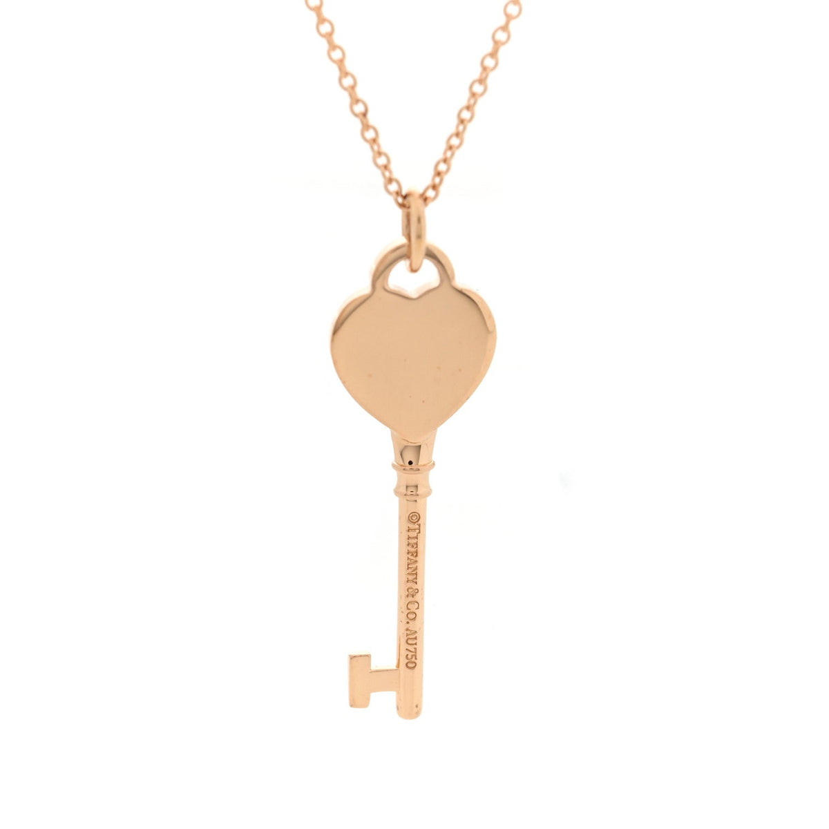 18K Rose Gold Return To Tiffany Heart Key Pendant Necklace
