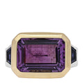 Sterling Silver 18K Yellow Gold Amethyst Iolite Three Stone Novella Ring 52 6