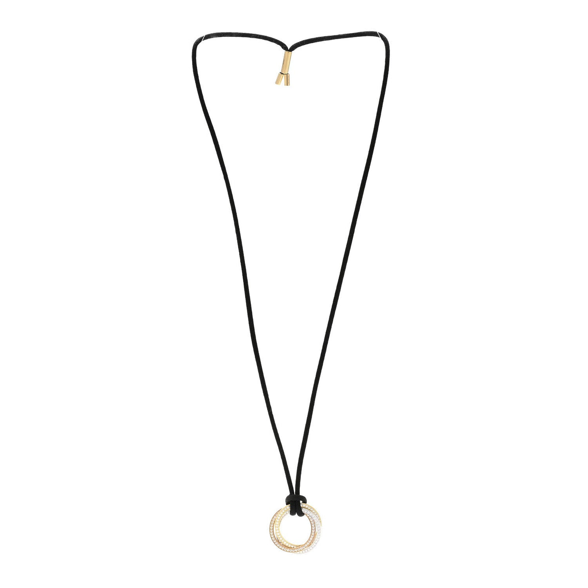 18K Pink Yellow White Gold Diamond Trinity Paved Cord Necklace