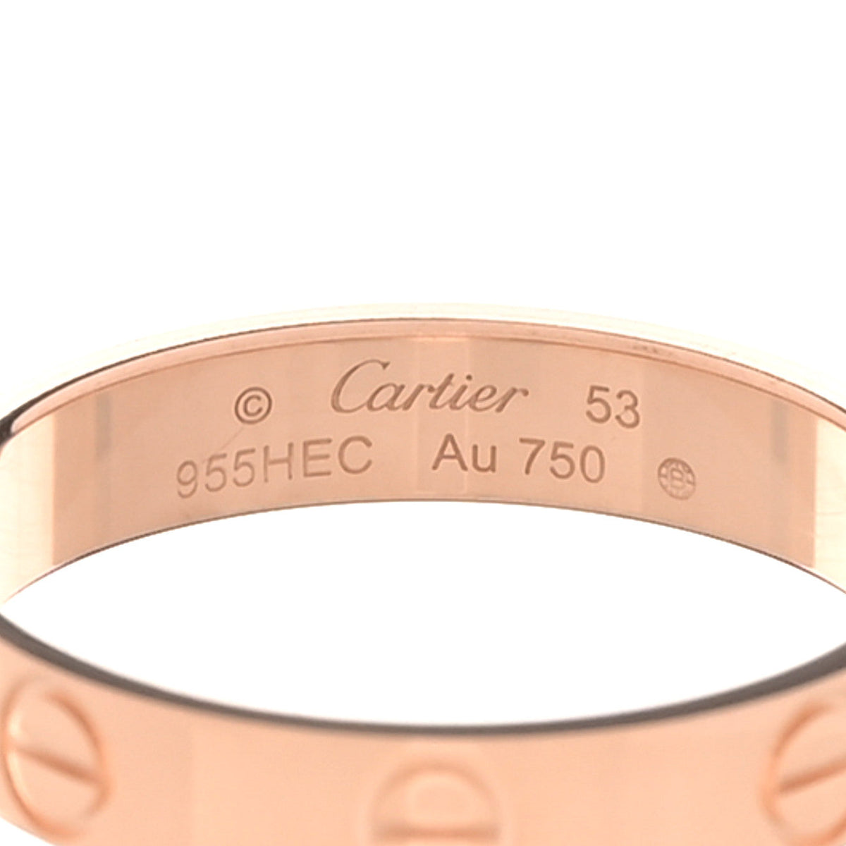 18K Pink Gold 3.5mm LOVE Wedding Band Ring 53 6.5