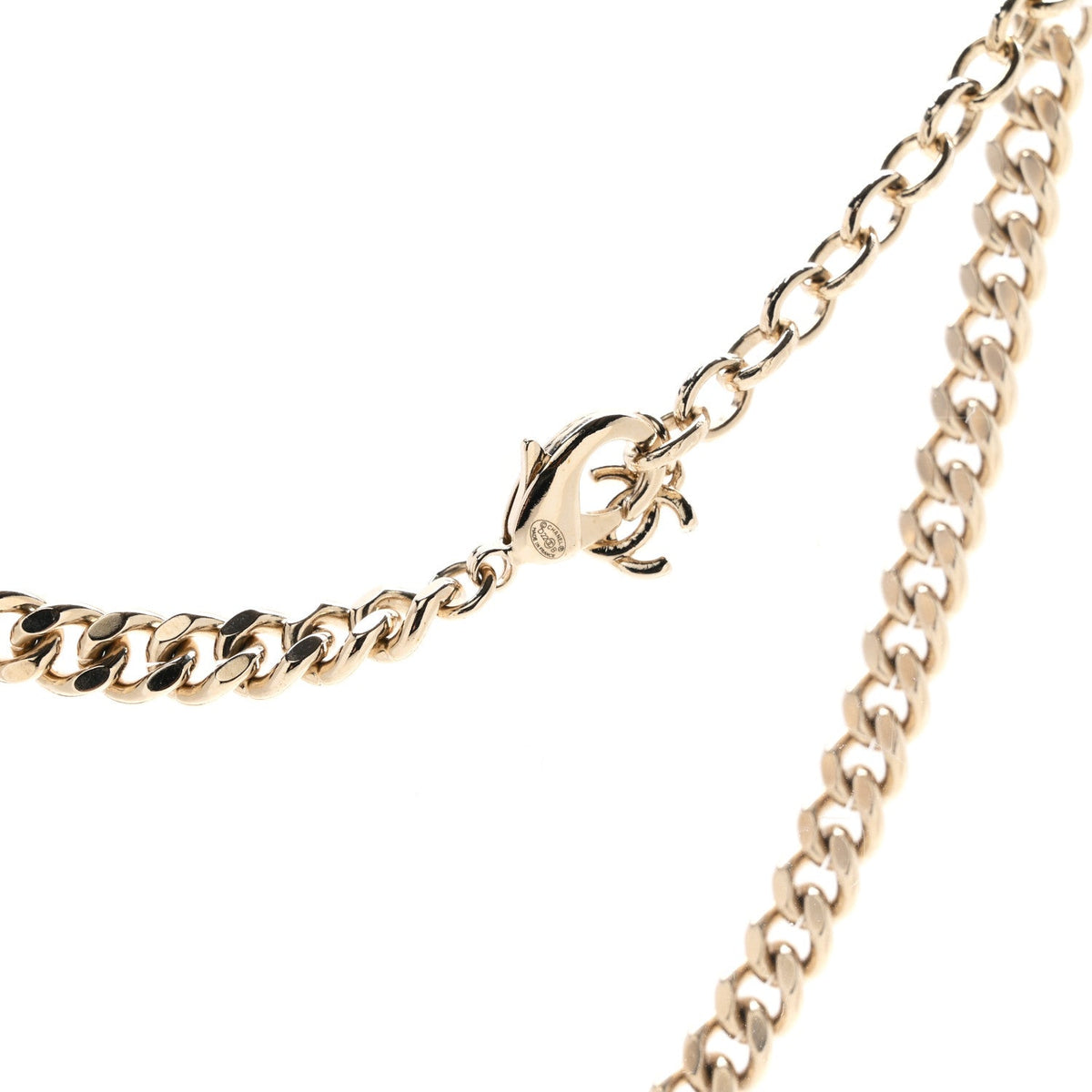 Metal Resin Crystal Chain Logo Necklace Gold Black