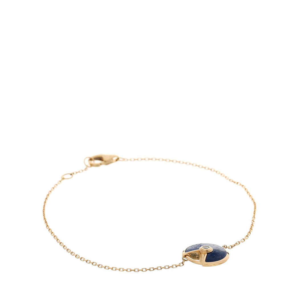 18K Yellow Gold Diamond Lapis Lazuli Amulette de Cartier Bracelet