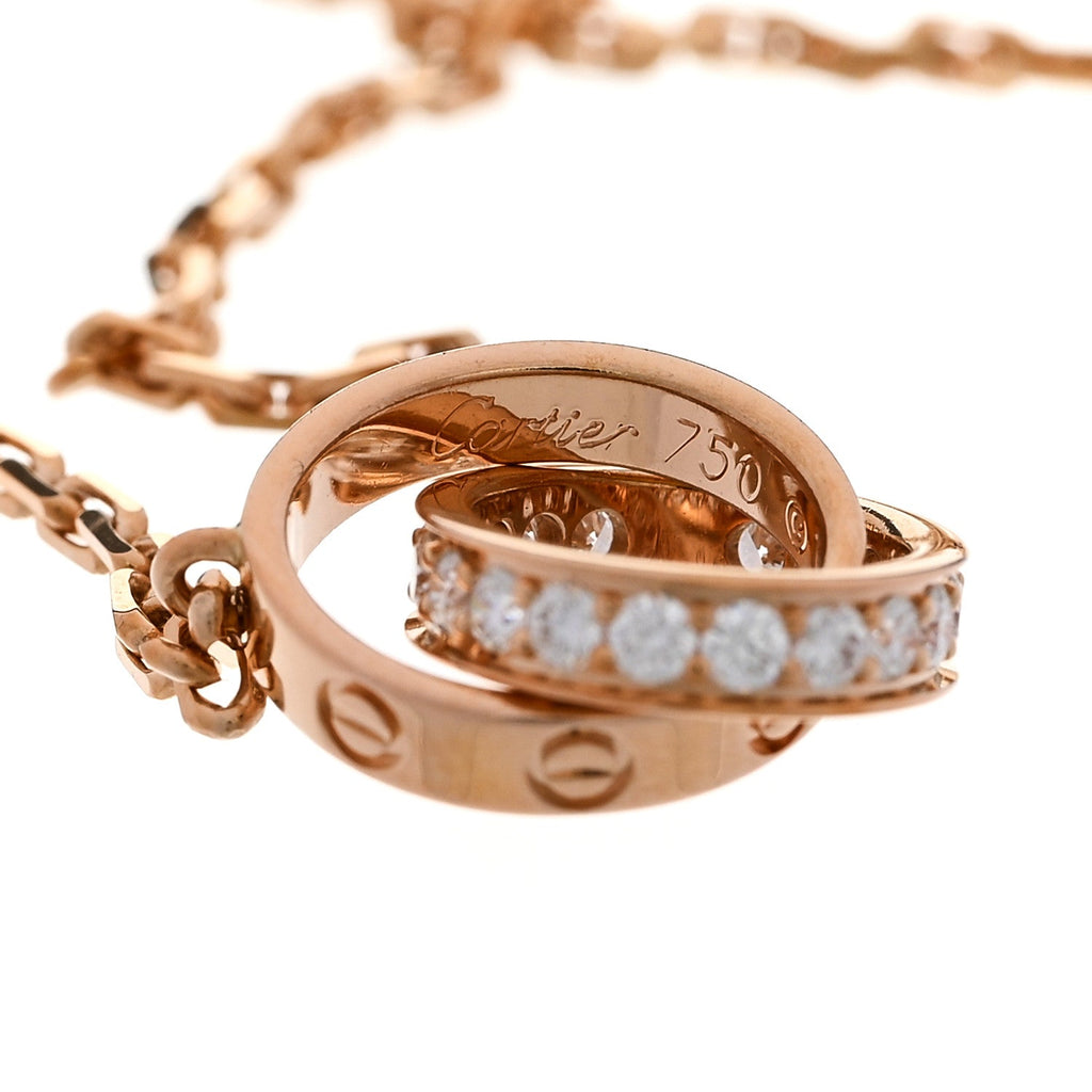 18K Pink Gold Diamond Interlocking LOVE Necklace