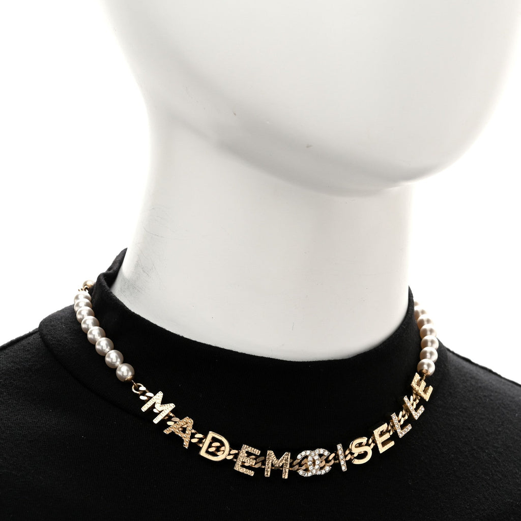 Pearl Crystal CC Mademoiselle Choker Gold Pearly White