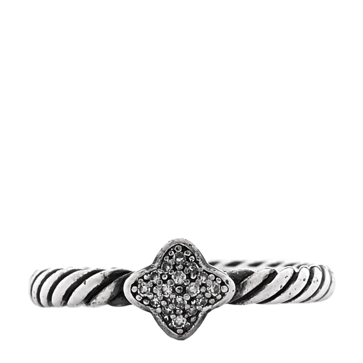 Sterling Silver Diamond Quatrefoil Ring 49 5