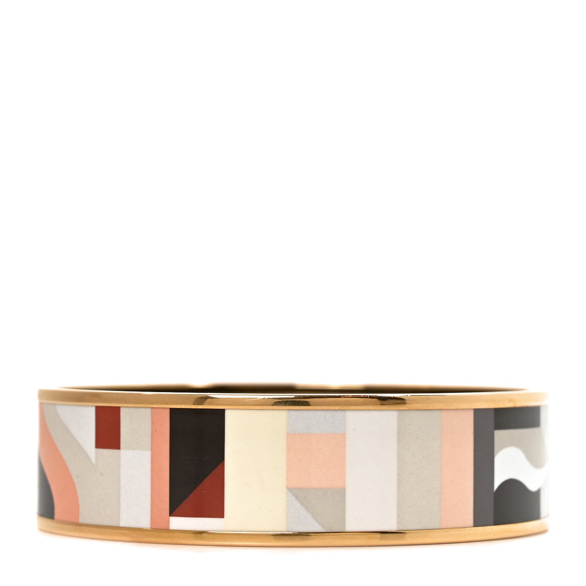 Enamel Printed Perspective Cavaliere Wide Bracelet 62 Rose Gold
