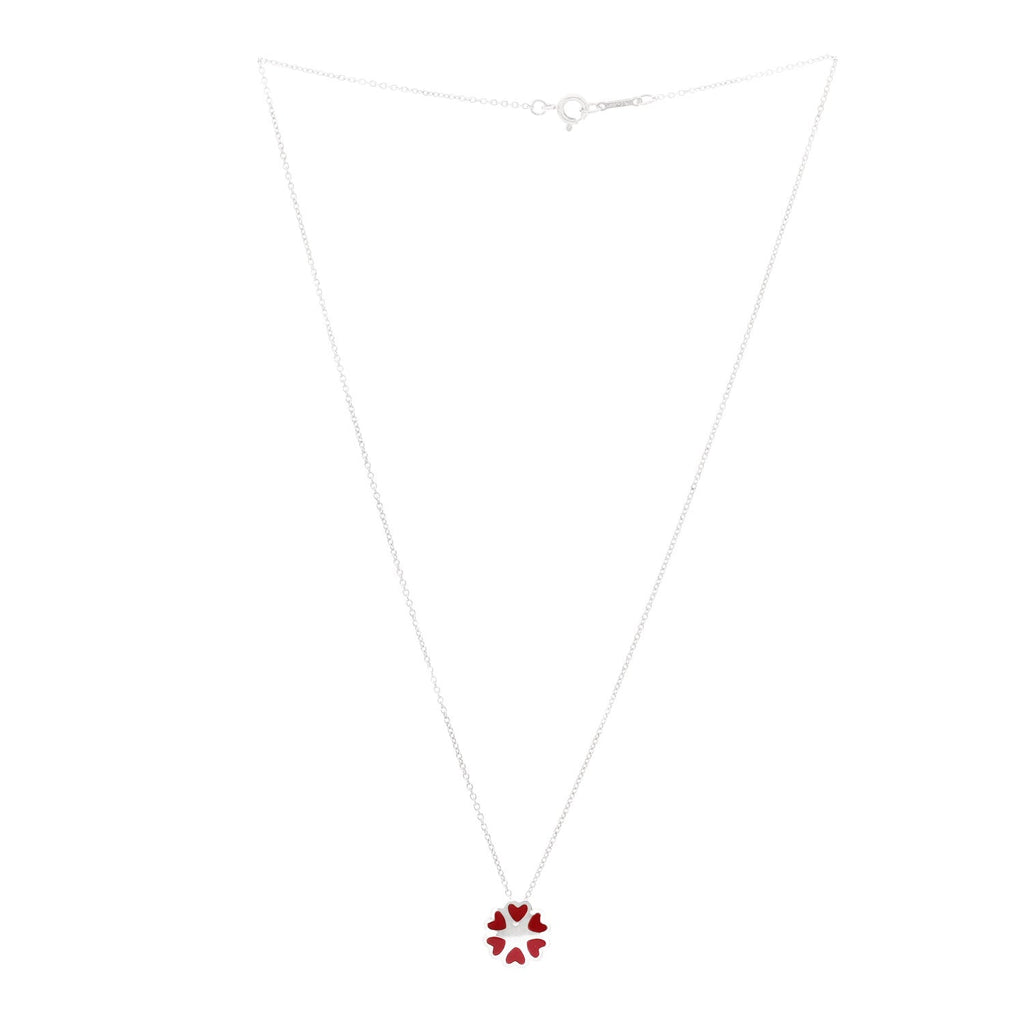 Sterling Silver Enamel Paloma Picasso Crown of Hearts Pendant Necklace Red