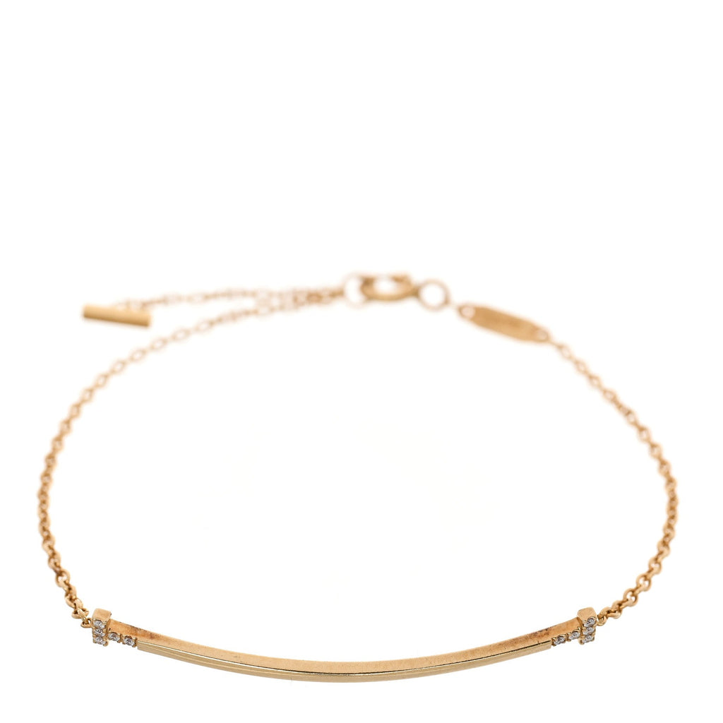 18K Yellow Gold Diamond Small T Smile Bracelet