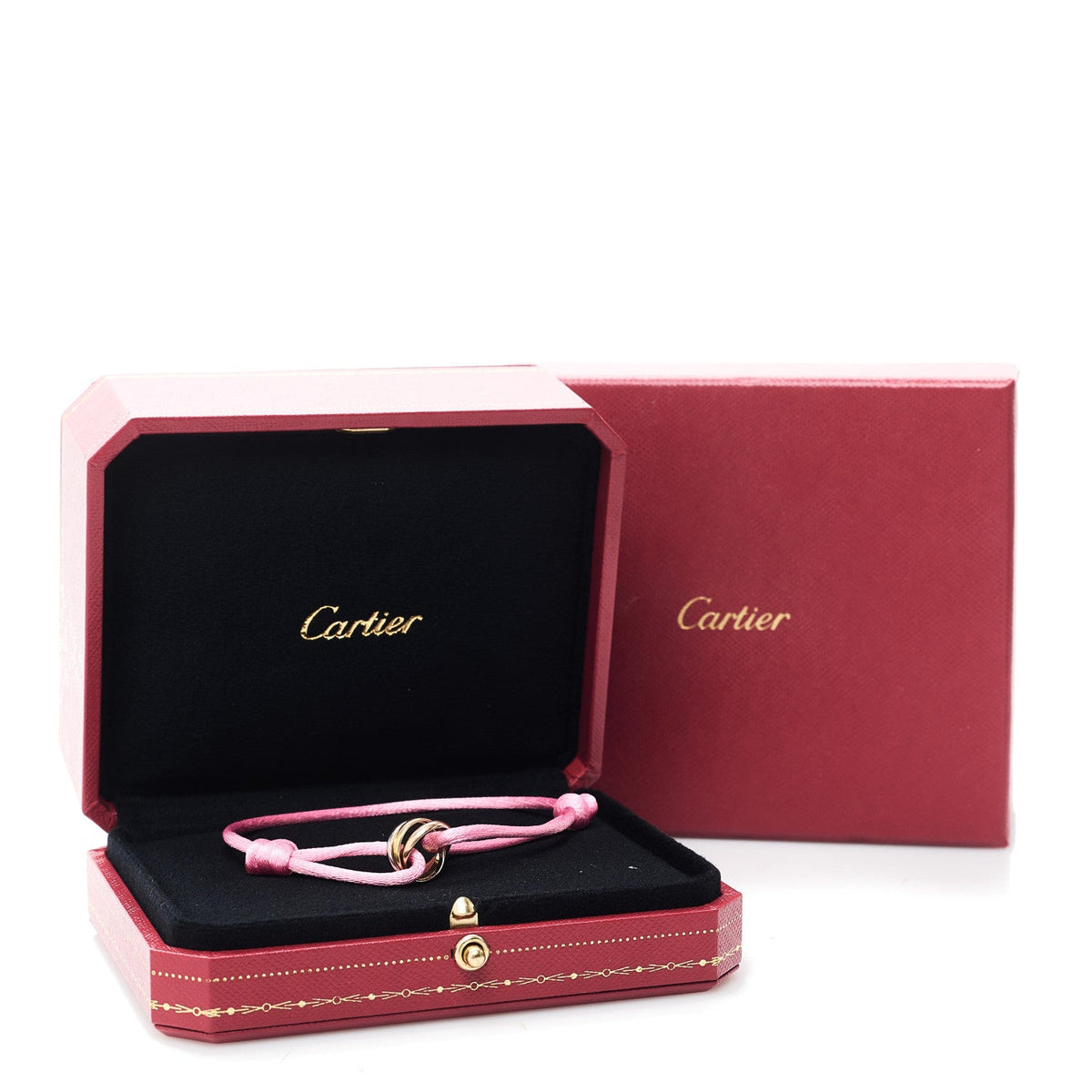18k Pink Yellow White Gold Trinity Adjustable Cord Bracelet Pink
