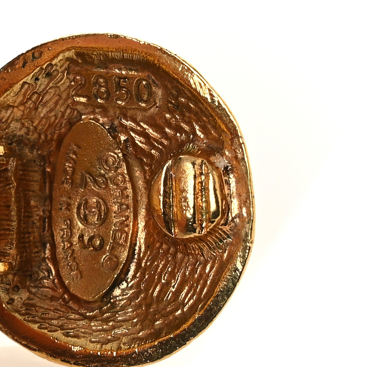 Round CC Clip On Earrings Gold