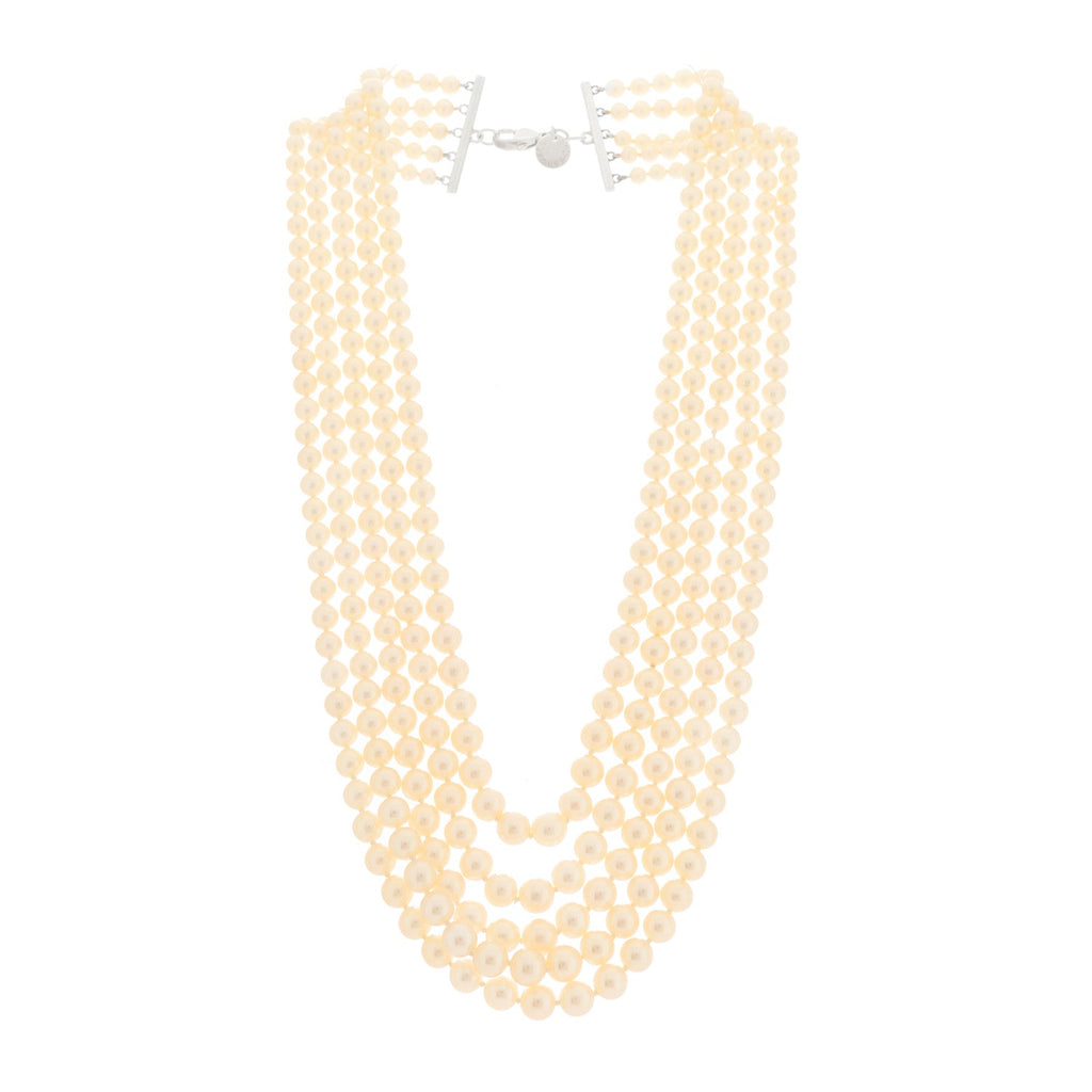 Sterling Silver Freshwater Pearl 4.5-7mm Ziegfeld 5 Strand Graduated Pearl Necklace