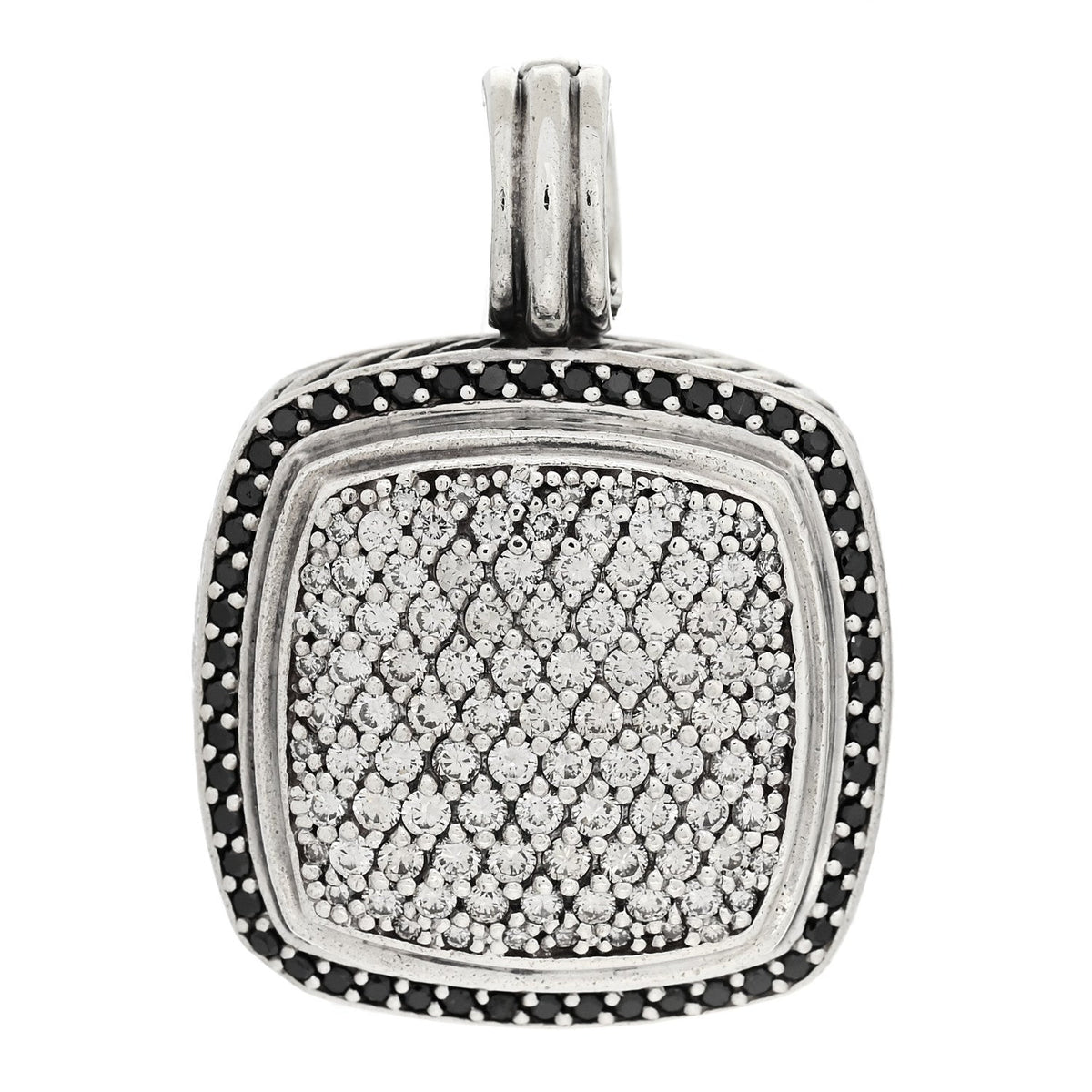 Sterling Silver Black Diamond 18mm Albion Enhancer Pendant