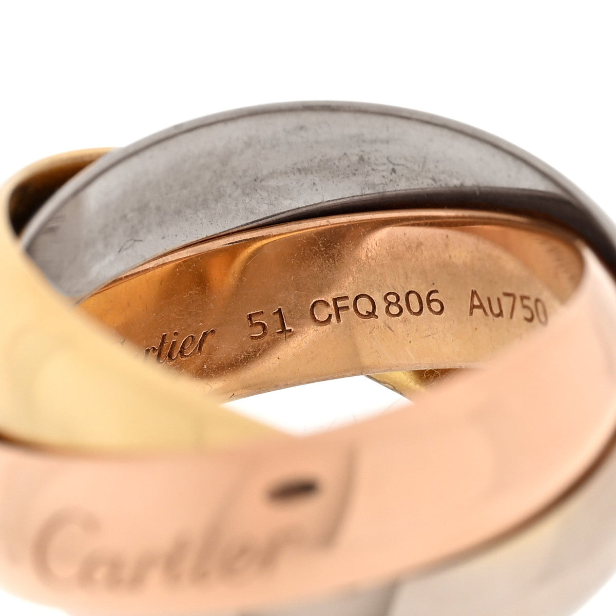 18K Pink Yellow White Gold Extra Large Trinity Ring 51 5.75