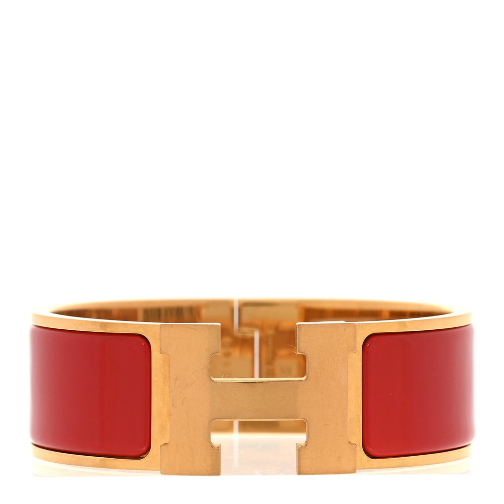 Enamel Wide Clic Clac H Bracelet PM Rouge Bandana