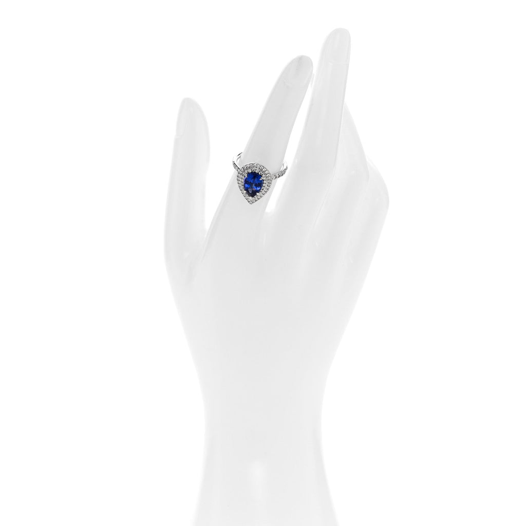 Platinum Diamond Tanzanite Soleste Pear Cut Ring 56 7.75