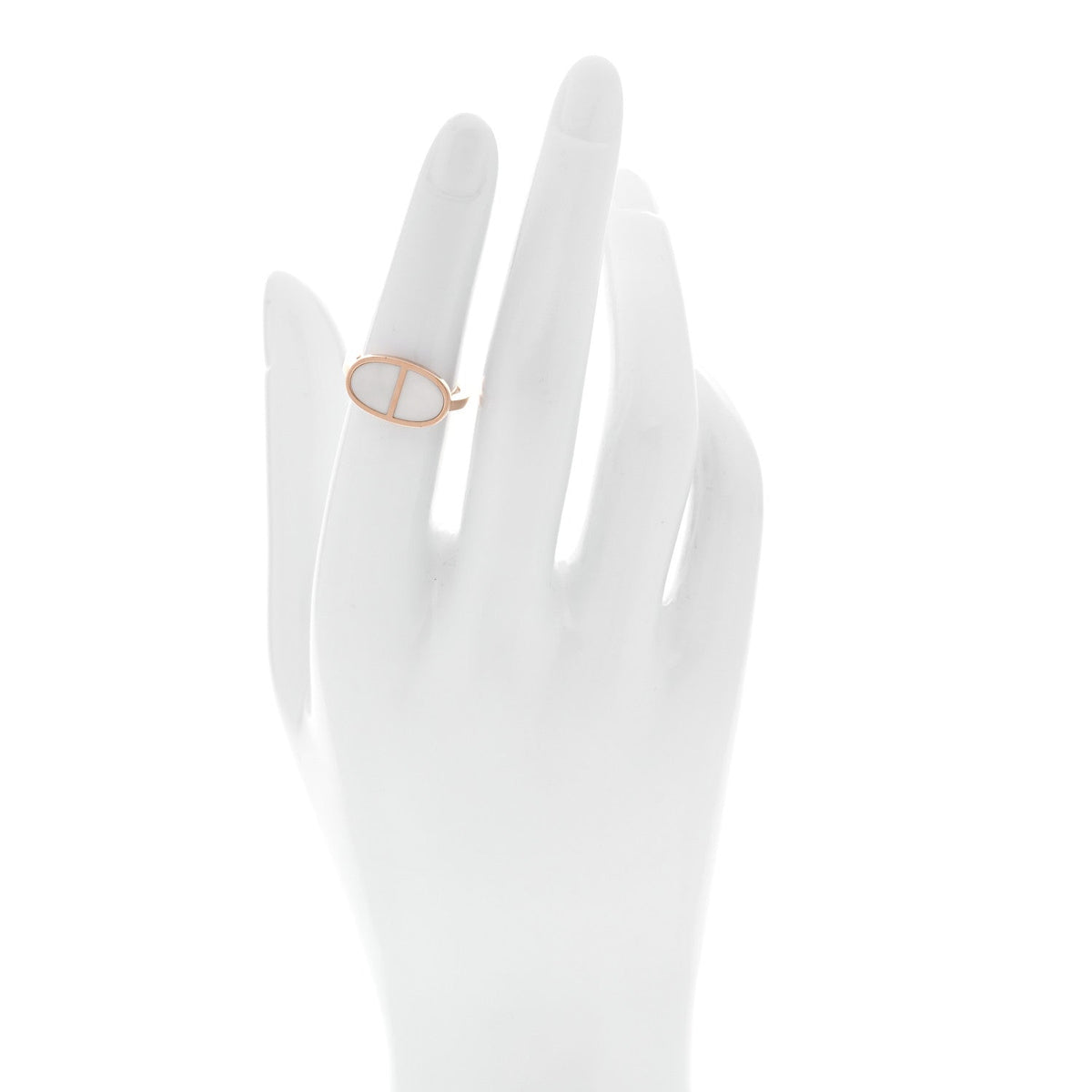 18K Rose Gold Ceramic MM Chaine d'Ancre Verso Ring 50 5.25 White