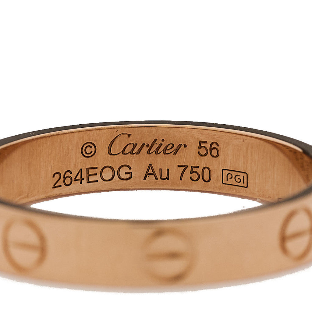 18K Pink Gold 3.5mm LOVE Wedding Band Ring 56 7.5