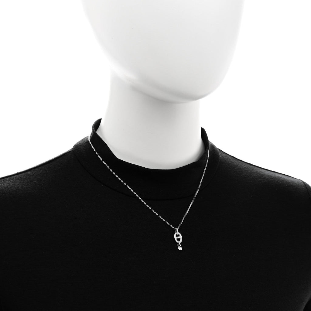18K White Gold Diamond PM Chaine d'Ancre Enchainee Necklace