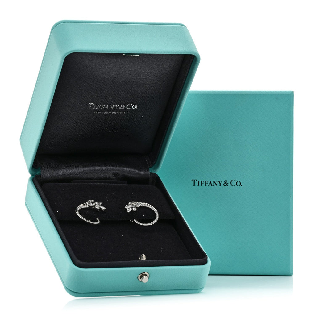 Platinum Diamond Victoria Vine Circle Earrings