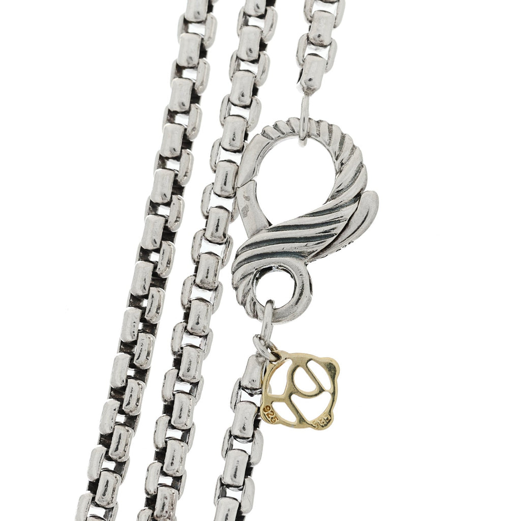 Sterling Silver 14K Yellow Gold Long Box Chain Necklace