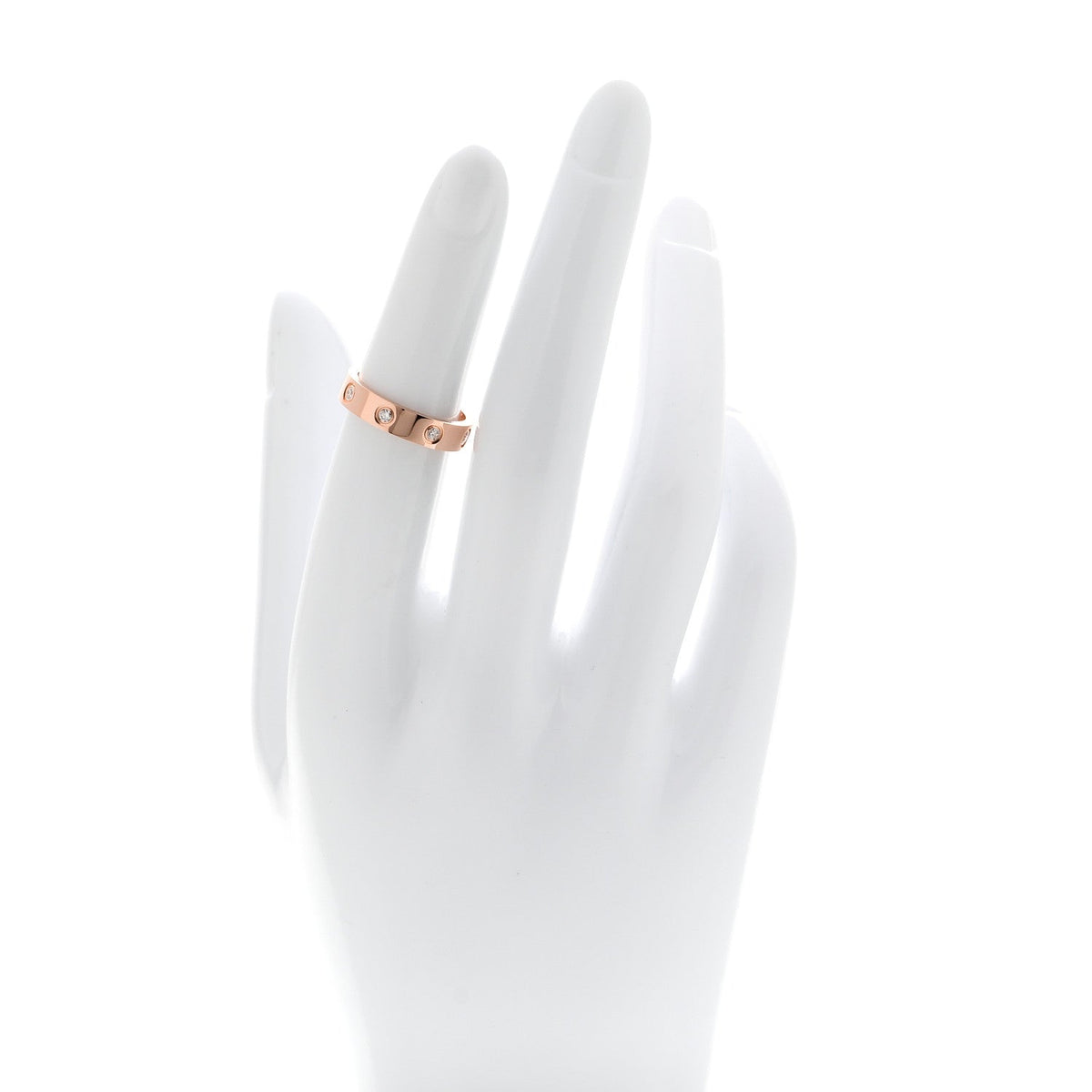 18K Pink Gold 8 Diamond 4mm LOVE Wedding Band Ring 49 5