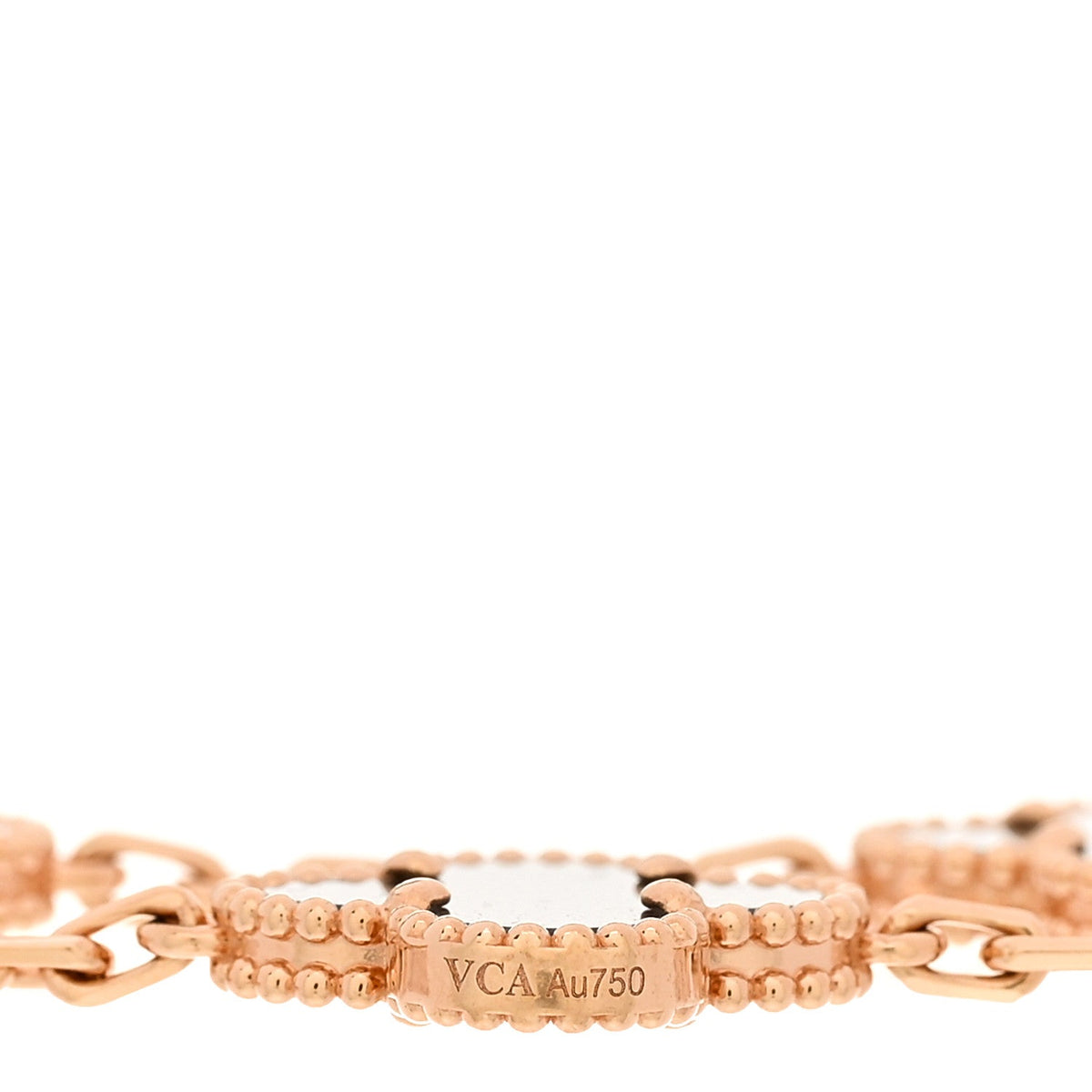18K Rose Gold Silver Obsidian 5 Motifs Vintage Alhambra Bracelet