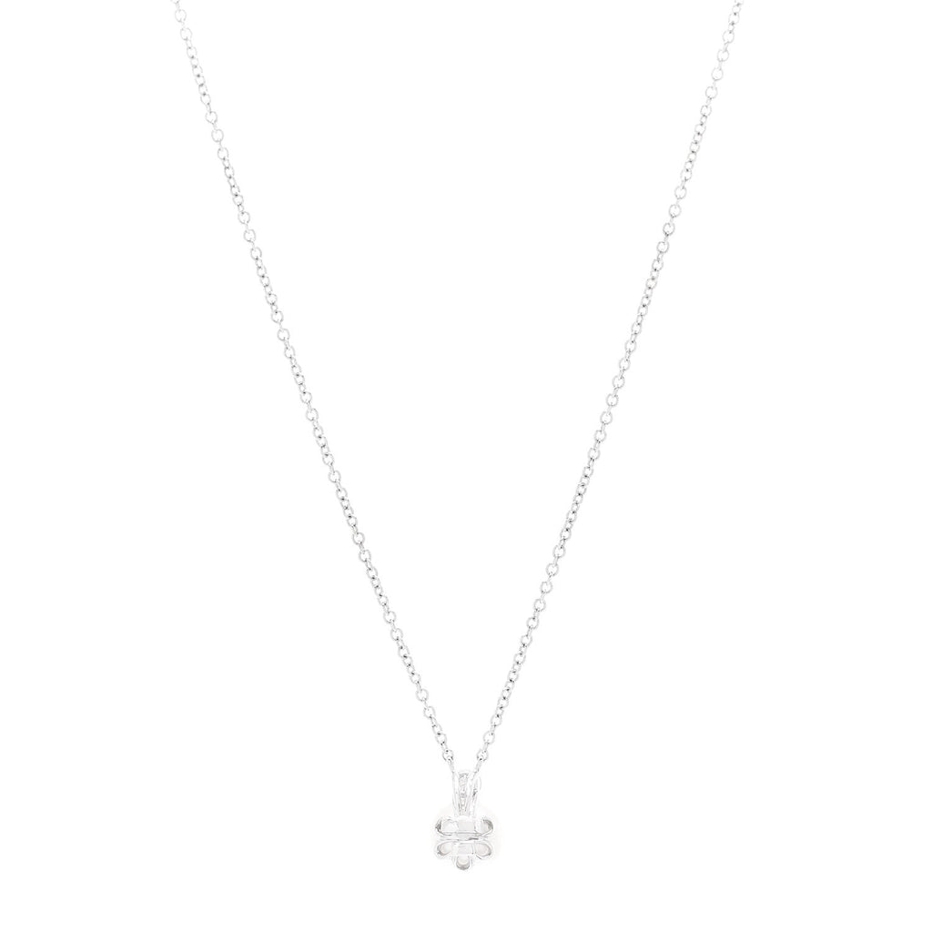 18K White Gold Diamond Cultured Pearl 6.5-7mm Tiffany Signature Pearls Pendant Necklace