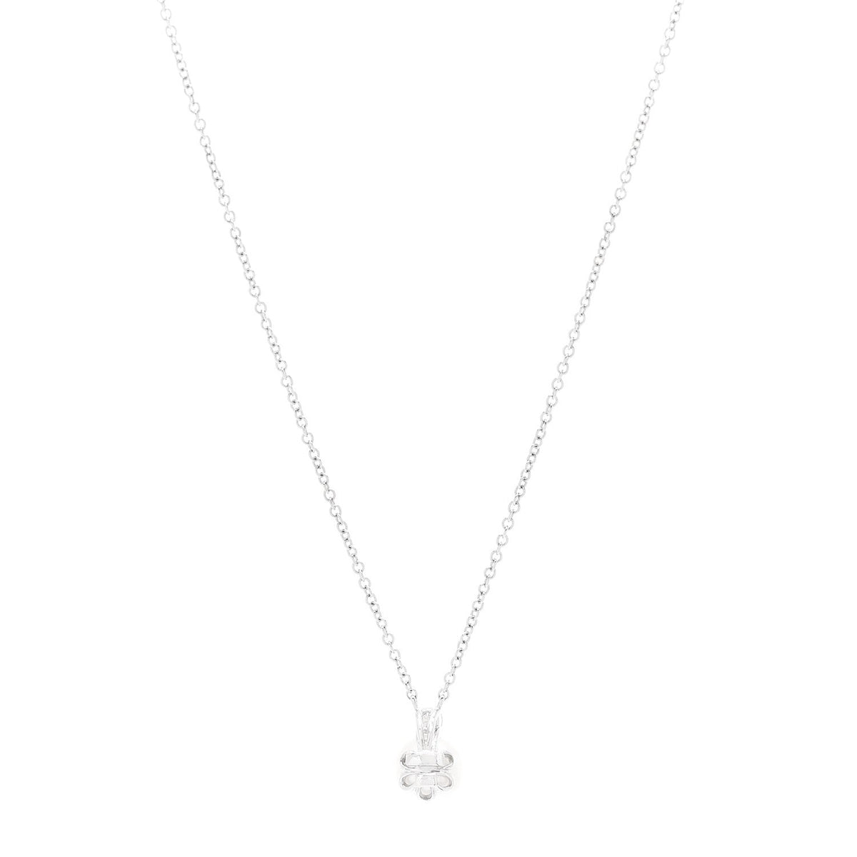 18K White Gold Diamond Cultured Pearl 6.5-7mm Tiffany Signature Pearls Pendant Necklace
