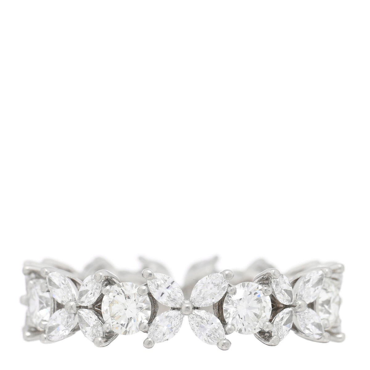 Platinum Diamond Victoria Alternating Band Ring 56 7.5