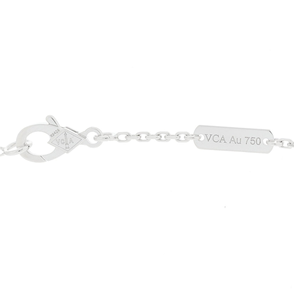 18k White Gold Chalcedony Vintage Alhambra Pendant Necklace