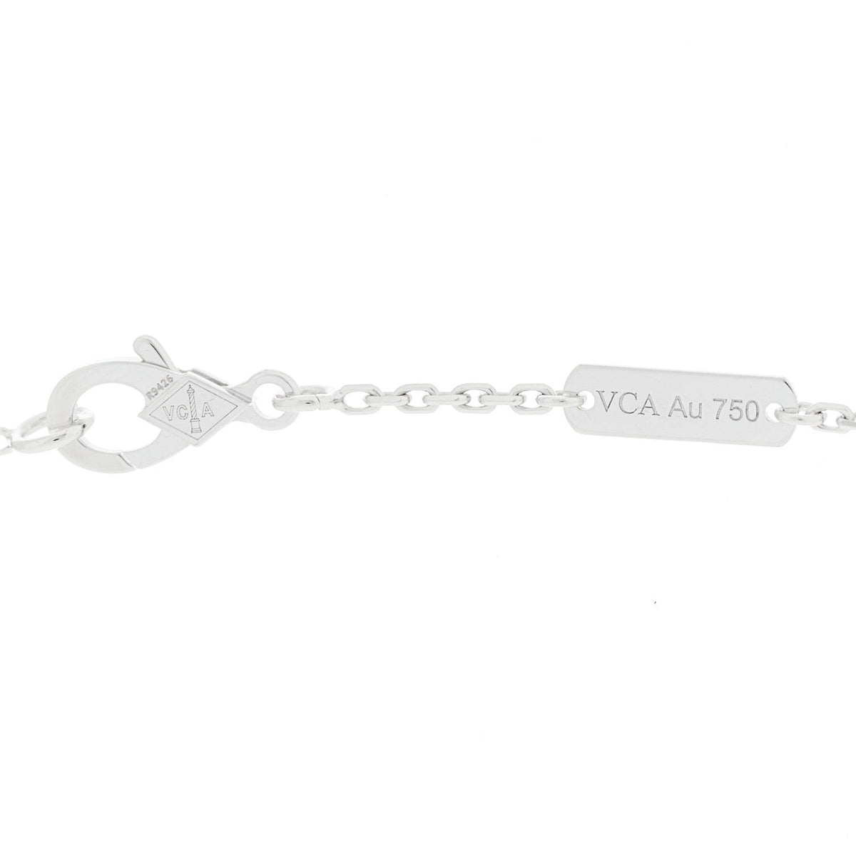 18k White Gold Chalcedony Vintage Alhambra Pendant Necklace