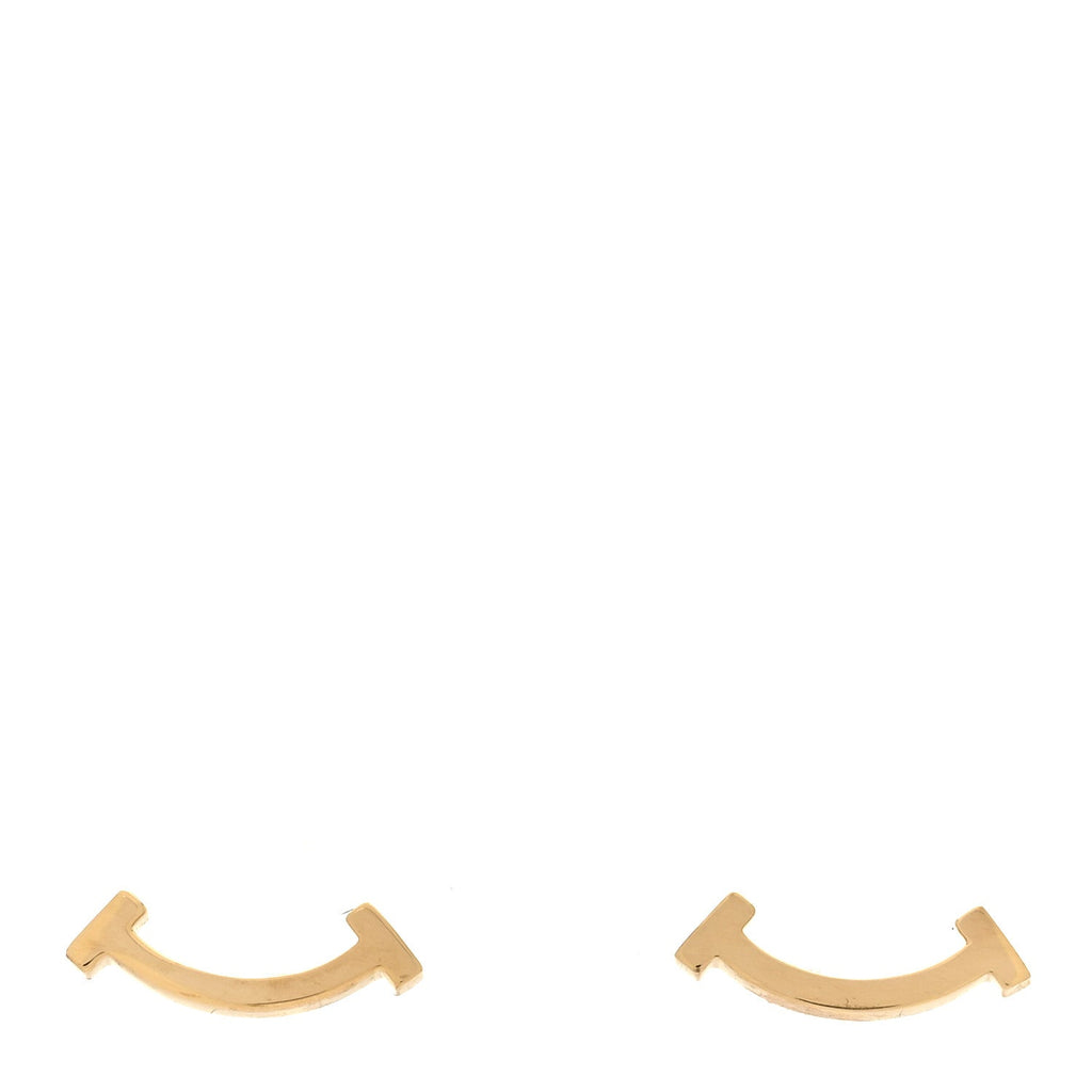 18K Yellow Gold T Smile Stud Earrings