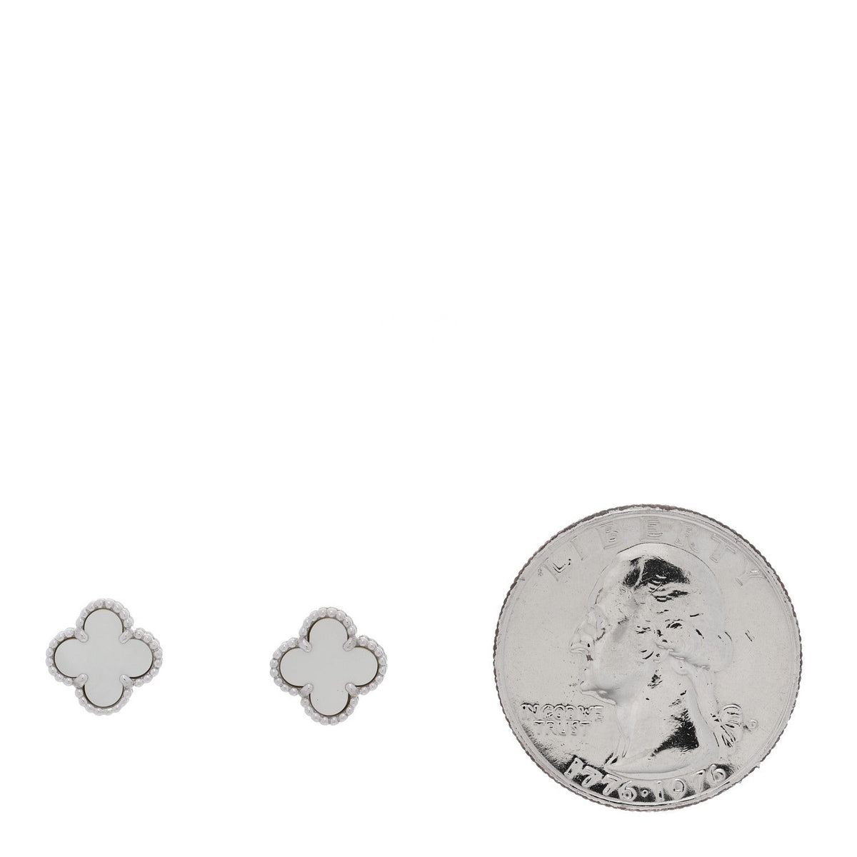18K White Gold Mother of Pearl Sweet Alhambra Earrings