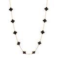 18K Yellow Gold Black Onyx 20 Motifs Vintage Alhambra Necklace