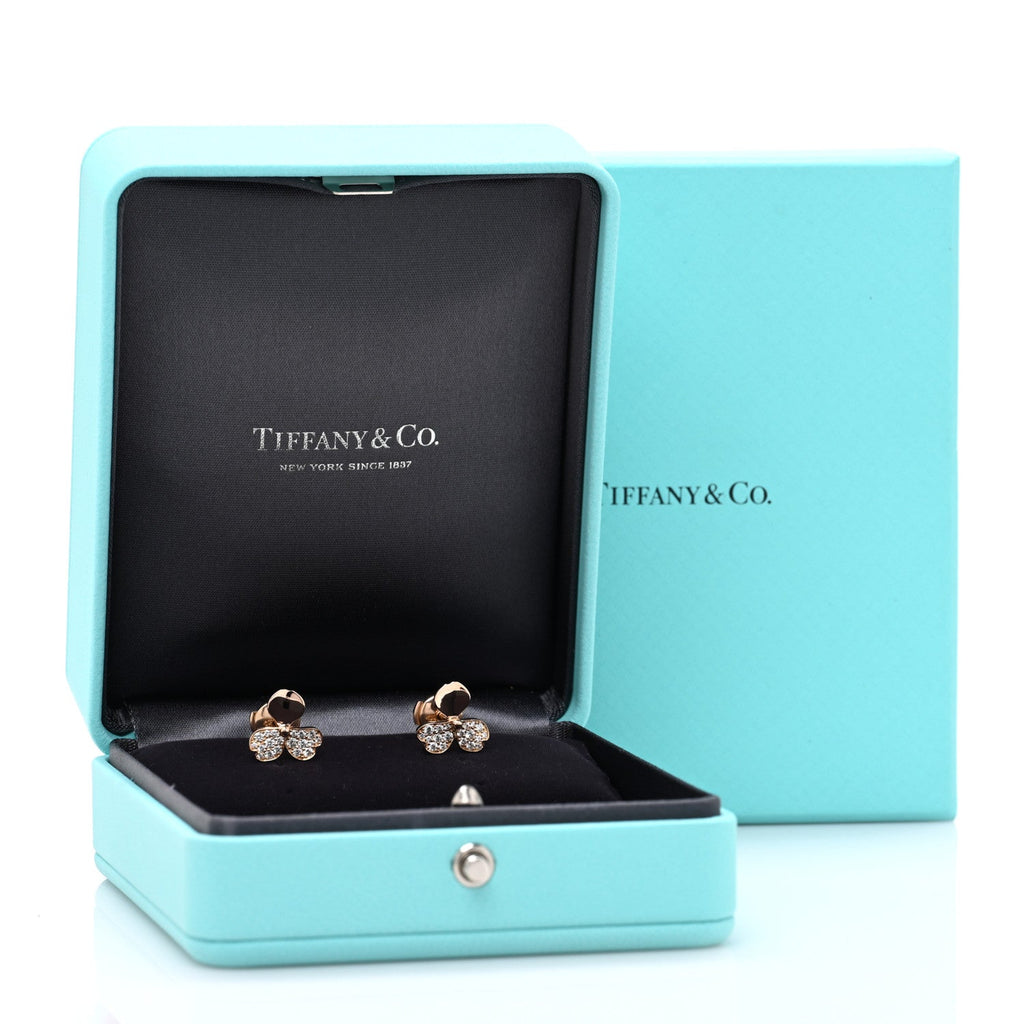 18K Rose Gold Diamond Paper Flowers Earrings