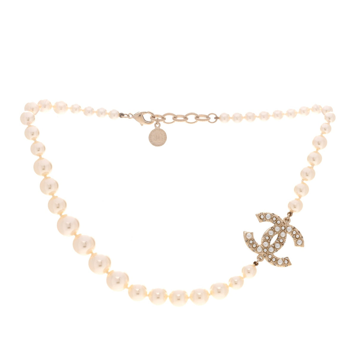 Pearl CC 100th Anniversary Necklace Light Gold