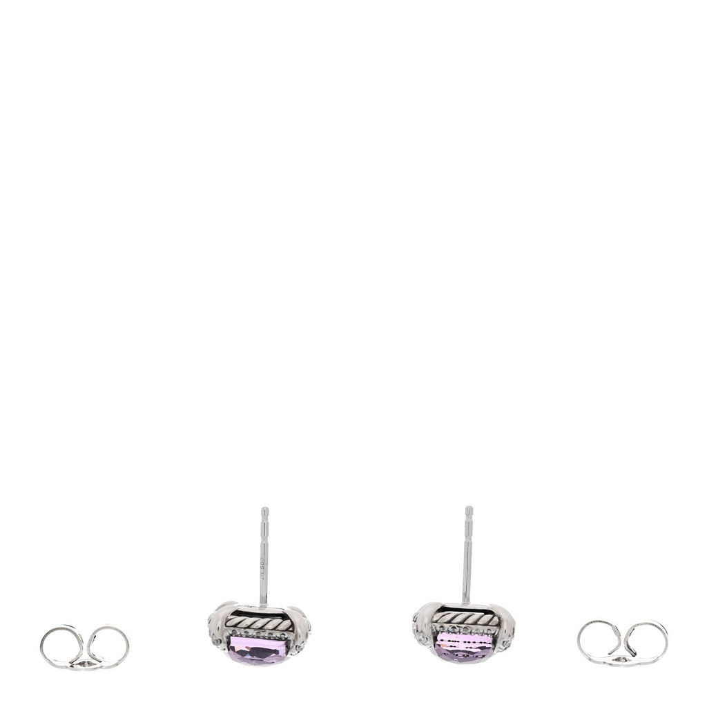 Sterling Silver Diamond Black Orchid 9mm Chatelaine Bezel Earrings
