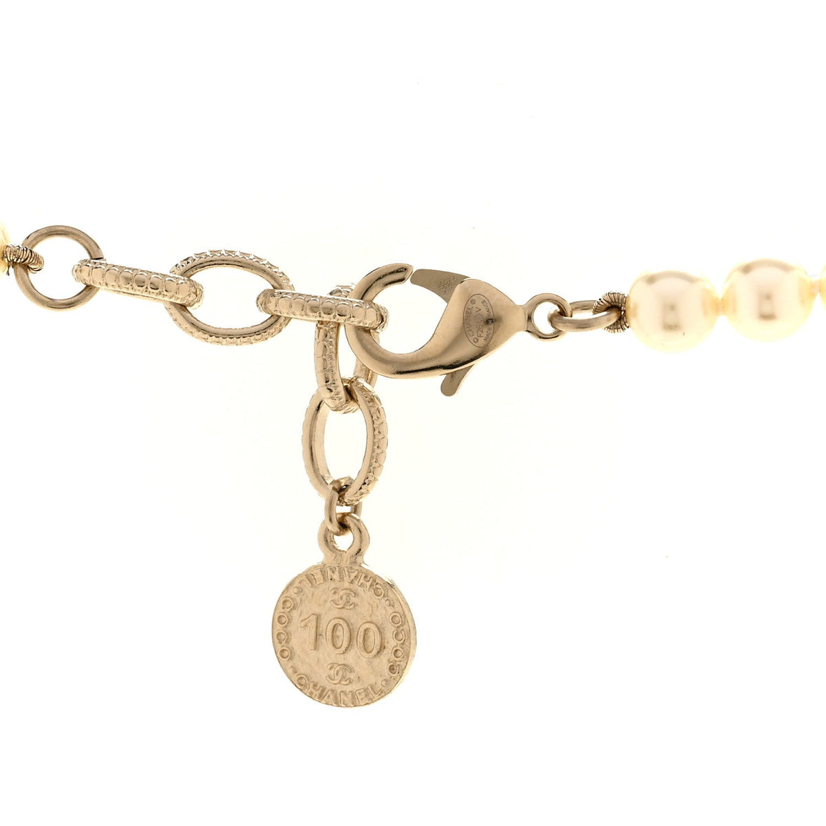Pearl CC 100th Anniversary Necklace Light Gold