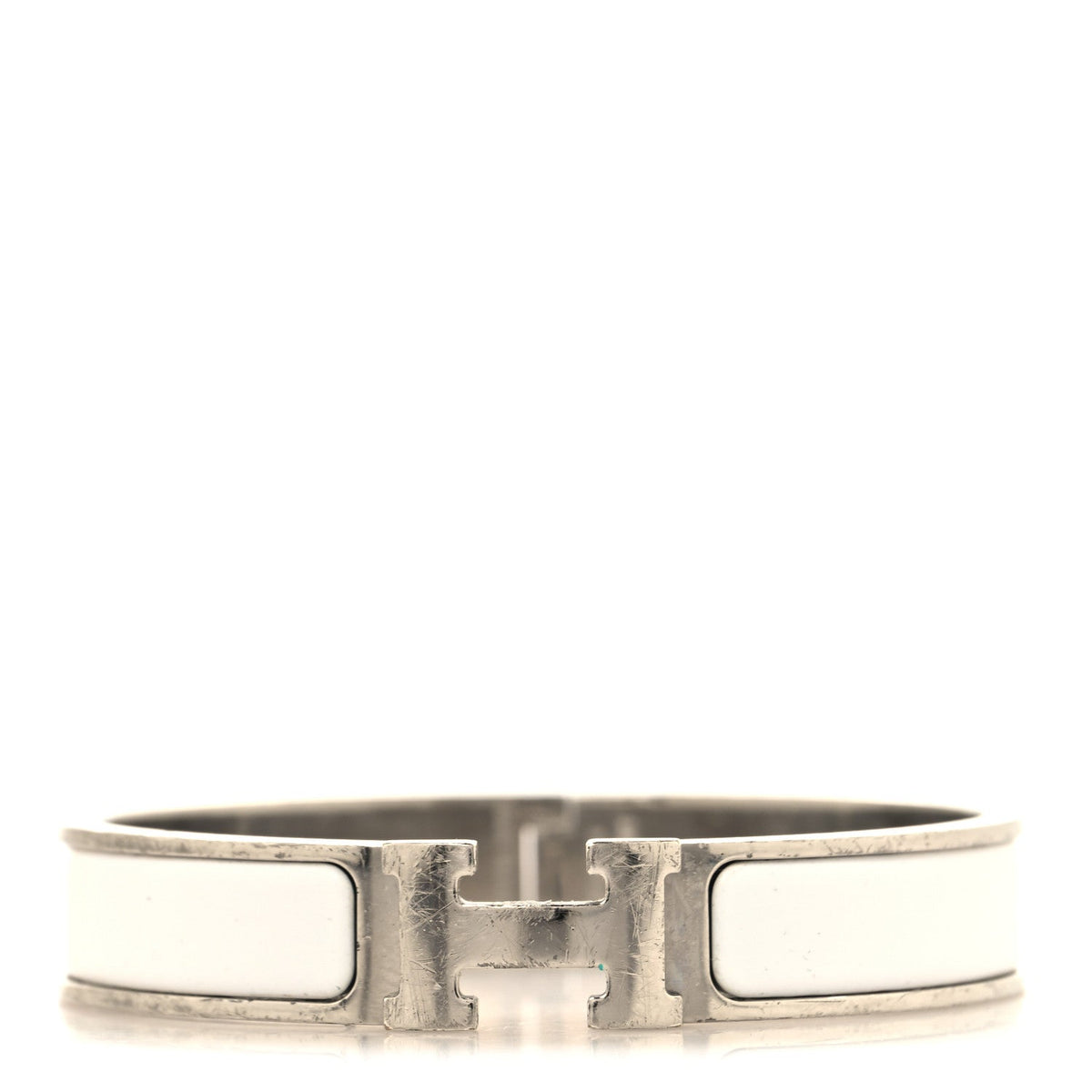 Enamel Narrow Clic Clac H Bracelet GM White
